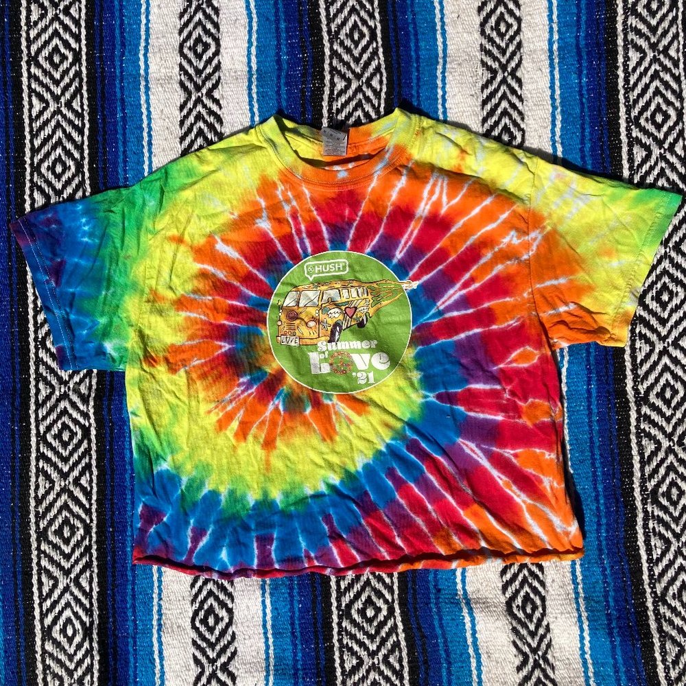 Hush Summer Of Love '21 Tie Dye Cannabis Swag Crop top T-shirt Men's M